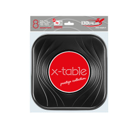 Plastové Talíř PP " X-Table " Čtvercový Černá 230mm (8 Kousky)