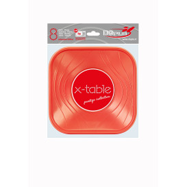 Plastové Talíř PP " X-Table " Čtvercový Oranžový 180mm (120 Kousky)