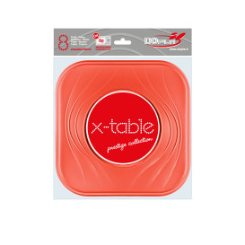 Plastové Talíř PP " X-Table " Čtvercový Oranžový 230mm (8 Kousky)