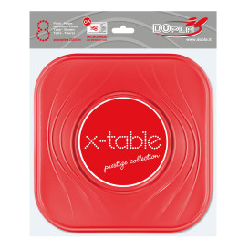 Plastové Talíř PP " X-Table " Čtvercový Červené 230mm (8 Kousky)