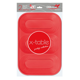 Podnos Plastový PP " X-Table " 3 Vrstvami Červené 330x230mm (30 Kousky)