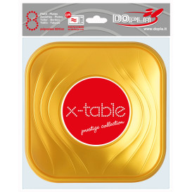 Plastové Talíř PP " X-Table " Čtvercový Zlato 180mm (8 Kousky)