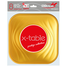 Plastové Talíř PP " X-Table " Čtvercový Zlato 230mm (8 Kousky)