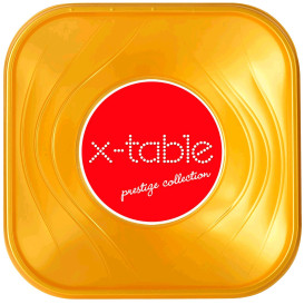 Plastové Misky PP Čtvercový " X-Table " Zlato 18x18cm (8 Kousky)