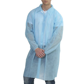 Šaty pro Pacienty z Netkané Textilie PP na Suchý Zip a bez Kapsy Modrý XL (10 Kousky)