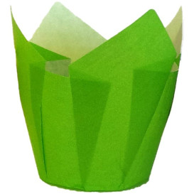 Cukrářské Papírové Košíčky " Muffin " Tulipán Ø50x50/80 mm Zelený (125 Kousky)