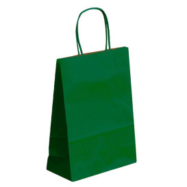 Papírové Tašky Kraft Zelený s Ouškems 80g 26+14x32 cm (50 Kousky)