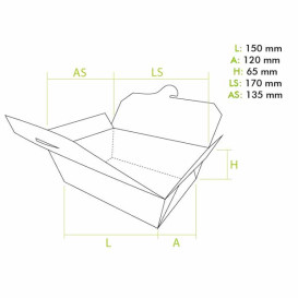 Střední Americký Krabička Kraft 15x12x6,5cm 1150ml (25 Kousky)