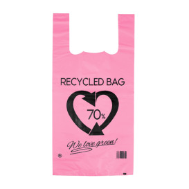 Plastové Tašky Košilky 70% Recyklované Růžová 42x53cm 50µm (50 Kousky)
