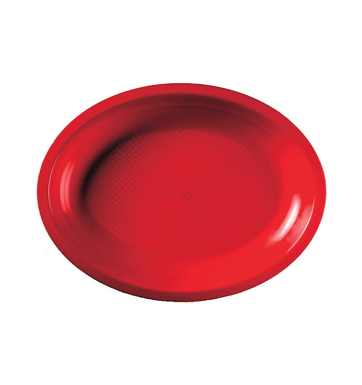 Podnos Oválný Červené Round PP 255x190mm (50 Ks)