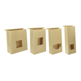 Paper Bag without Handle Kraft and Window 15+7x23cm (1000 Uds)