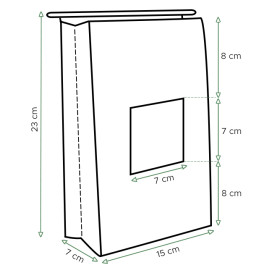 Tašky Kužel Kraft na Zip s Okénkem 15+7x23cm (1000 Ks)