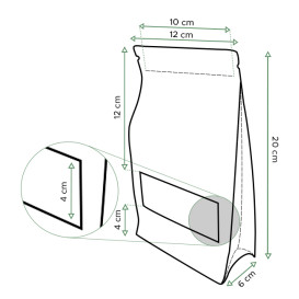 Tašky StandUp Kraft Cierre Facils Okénkem 12+6x20cm (1000 Ks)