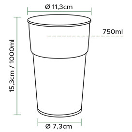 Čirý Plastové Kelímek PP 1000ml/1L (750 Ks)