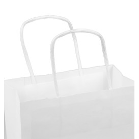 Papírové Tašky Kraft Bílá s Ouškems 100g/m² 18+8x24cm (300 Ks)