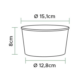 Salátová Mísa Karton obnovitelné zdroje Bílá 1030ml Ø15,1cm (360 Ks)