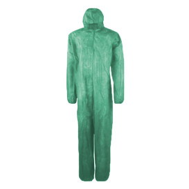 Kombinéza z Netkané Textilie PP s Kapucí na zip Velikost XL Zelený (1 Ks)
