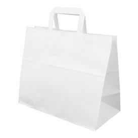 Papírové Tašky Bílá s Plochým Ouškem 70g/m² 32+22x26cm (250 Ks)