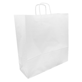 Papírové Tašky Kraft Bílá s Ouškems 100g/m² 46+16x49cm (200 Ks)