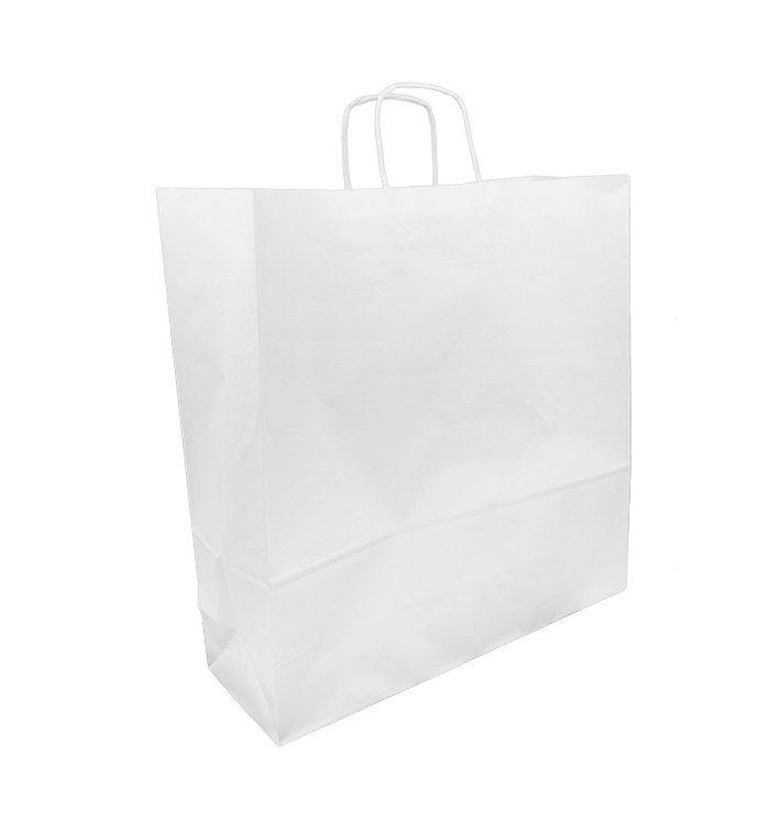 Papírové Tašky Kraft Bílá s Ouškems 100g/m² 46+16x49cm (200 Ks)