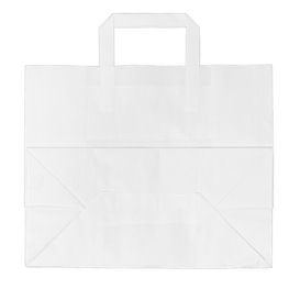 Papírové Tašky Bílá s Plochým Ouškem 70g/m² 32+22x26cm (50 Ks)