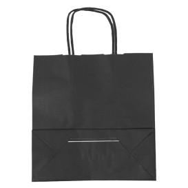 Papírové Tašky Kraft Černá s Ouškems 100g/m² 22+9x23cm (250 Ks)