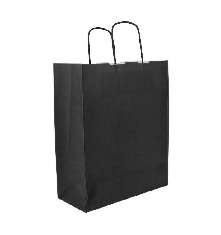 Papírové Tašky Kraft Černá s Ouškems 100g/m² 25+11x31cm (25 Ks)