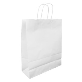 Papírové Tašky Kraft Bílá s Ouškems 100g/m² 32+12x41cm (25 Ks)