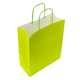 Papírové Tašky Zelený s Ouškems 100g/m² 22+9x23cm (250 Ks)