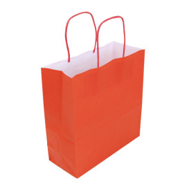 Papírové Tašky Kraft Červená s Ouškems 100g/m² 22+9x23cm (250 Ks)