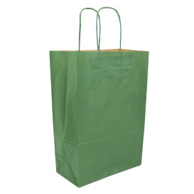 Papírové Tašky Kraft Zelený s Ouškems 80g/m² 20+10x29cm (50 Ks)