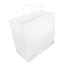 Papírové Tašky Kraft Bílá s Ouškems 100g/m² 35+18x34cm (25 Ks)