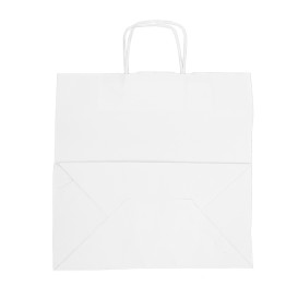 Papírové Tašky Kraft Bílá s Ouškems 100g/m² 35+18x34cm (250 Ks)