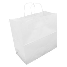 Papírové Tašky Kraft Bílá s Ouškems 90g/m² 32+16x31cm (50 Ks)