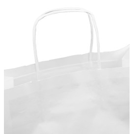 Papírové Tašky Kraft Bílá s Ouškems 90g/m² 32+16x31cm (50 Ks)