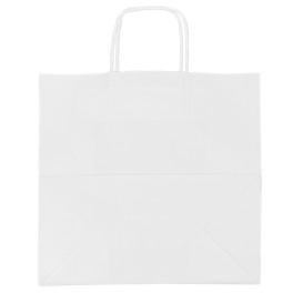 Papírové Tašky Kraft Bílá s Ouškems 90g/m² 32+16x31cm (50 Ks)