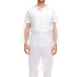 Šaty Polyetylenové s Zapínání na Knoflík Bílý (200 Ks)