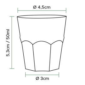 Kelímek Opakované Použití Nerozbitný PP Alkohol Průhledný Ø4,5cm 50ml (1000 Ks)