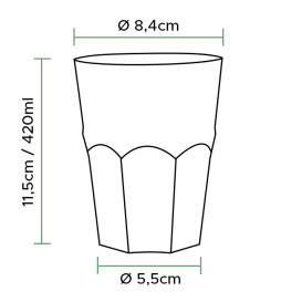 Kelímek Opakované Použití Nerozbitný PP Koktejl Průhledný Ø8,4cm 420ml (20 Ks)