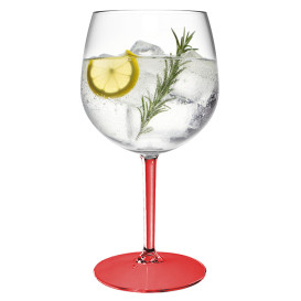 Pohárek Opakovaně Použitelné Durable na Gin Tonic Tritan Červenou Nožkou 580ml (6 Ks)