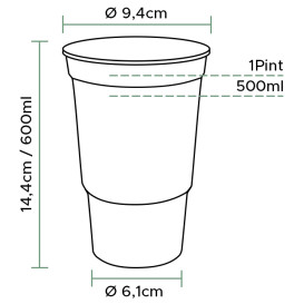 Kelímek Opakovaně Použitelné PP 600ml Ø9,4cm (50 Ks)