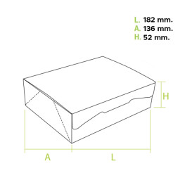 Krabička pro Cukrárny Karton 18,2x13,6x5,2 cm 500g Bílá (250 Ks)