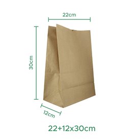 Papírové Sáčky bez Plochým Kraft 50g/m² 22+12x30cm (1.000 Ks)