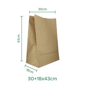 Papírové Sáčky bez Plochým Kraft 75g/m² 30+18x43cm (250 Ks)