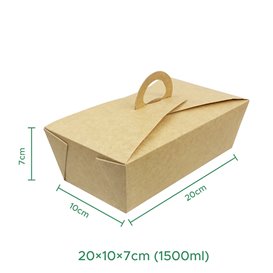 Krabička " párek v rohlíku " Kraft s Ouškem 20x10x7cm 1500ml (20 Ks)