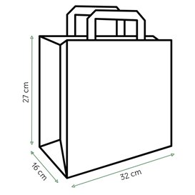 Papírové Tašky Bílá s Plochým Ouškem 80g/m² 32+16x27cm (300 Ks)