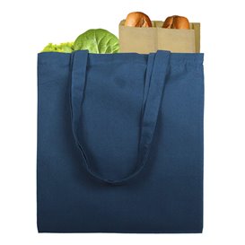 Cotton Bag with Long Handles Navy Blu 38x42cm (200 Units)