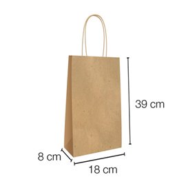 Papírové Tašky Kraft na Lahve s Plochým 18+8x39cm (300 Ks)