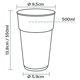 Plastové Kelímky PP Opakovaně Použitelné Průhledné 550ml Ø9,0cm (75 Ks)