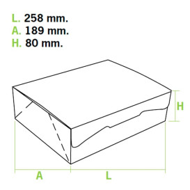 Krabička pro Cukrárny Karton 25,8x18,9x8cm 2Kg Bílá (25 Kousky)